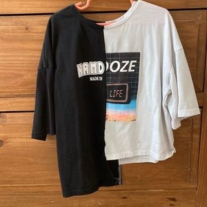 Shein girls black and white graphic tee 11-12 year old